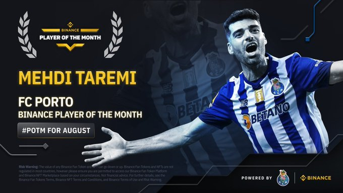 به انتخاب هواداران پورتو، مهدی طارمی بهترین بازیکن (بازیکن بایننس) مرداد ماه این تیم شد