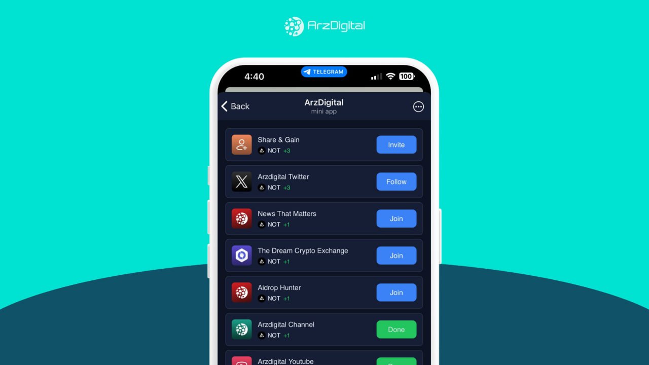 تسک جدید به مینی اپلیکیشن ارزدیجیتال اضافه شد
