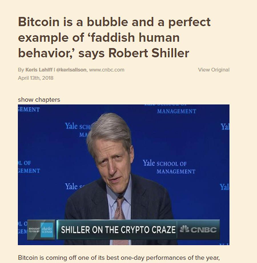 رابرت شیلر: حباب بیت کوین ماندگار است