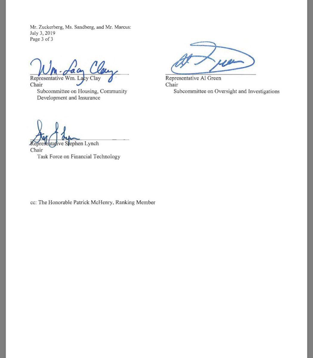 کنگره آمریکا با ارسال نامه‌ای خواستار توقف برنامه لیبرا شد