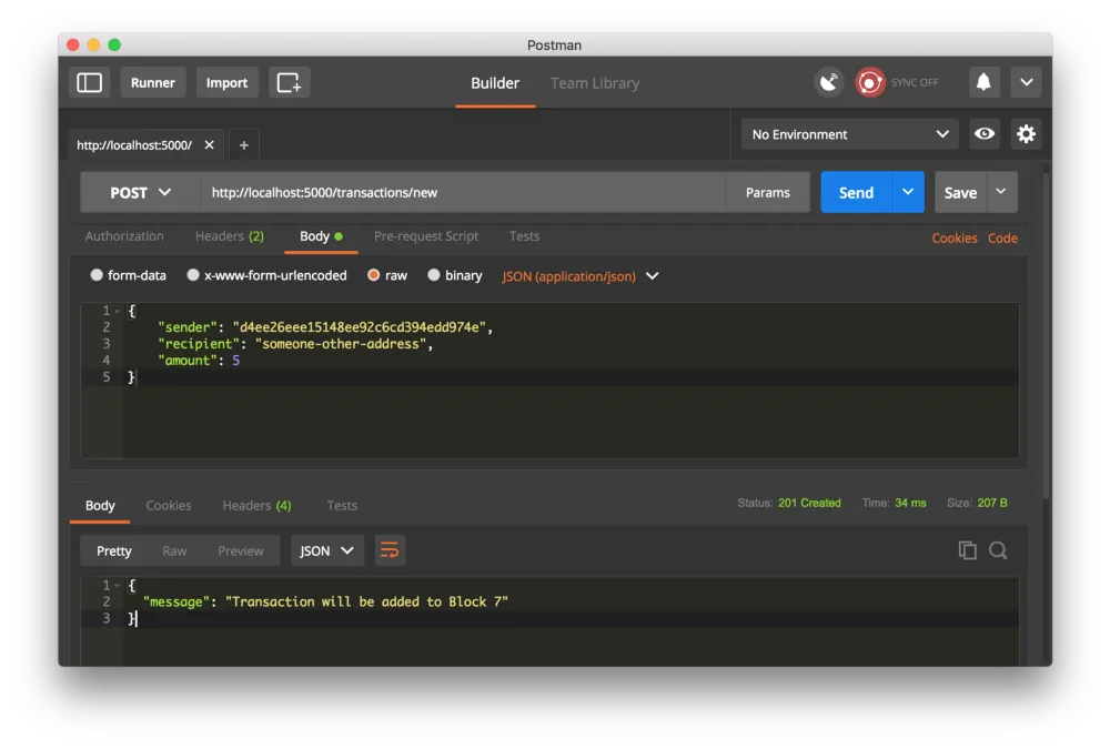 آموزش قدم به قدم ساخت یک بلاک چین ساده با python ارسال درخواست از نوع post با postman