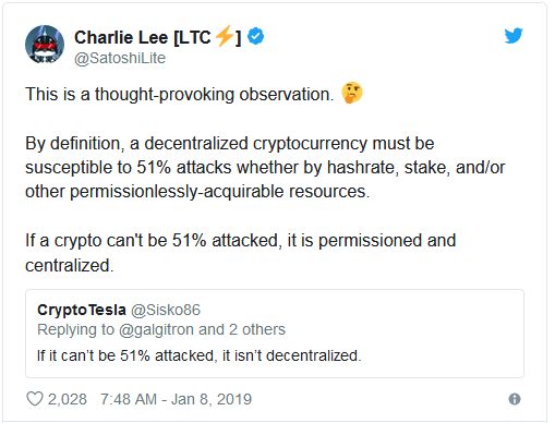 خالق لایت کوین: ارزهای دیجیتال غیرمتمرکز باید مستعد حملات 51 درصد باشند !