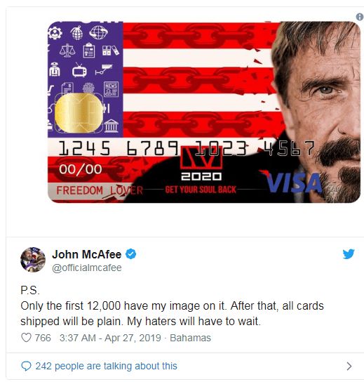 جان مک‌آفی به دنبال عرضه کارت اعتباری بیت کوین