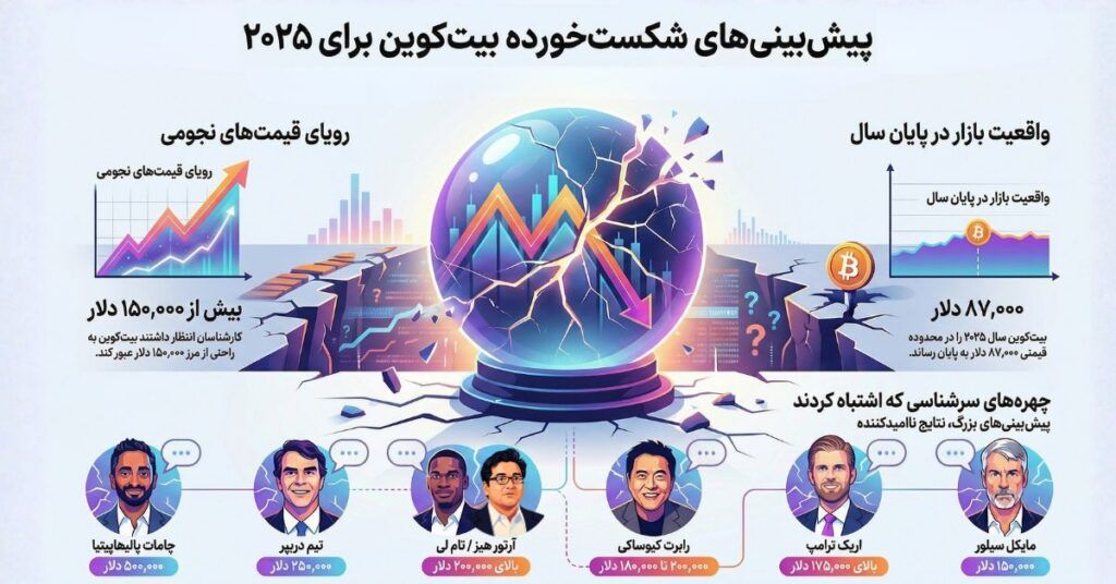 بزرگ‌ترین پیش‌بینی‌های شکست‌خورده بیت کوین در سال ۲۰۲۵
