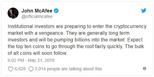 جان مک آفی: افزایش قیمت ارزهای دیجیتال نزدیک است ! جان مک آفی: افزایش قیمت ارزهای دیجیتال نزدیک است !