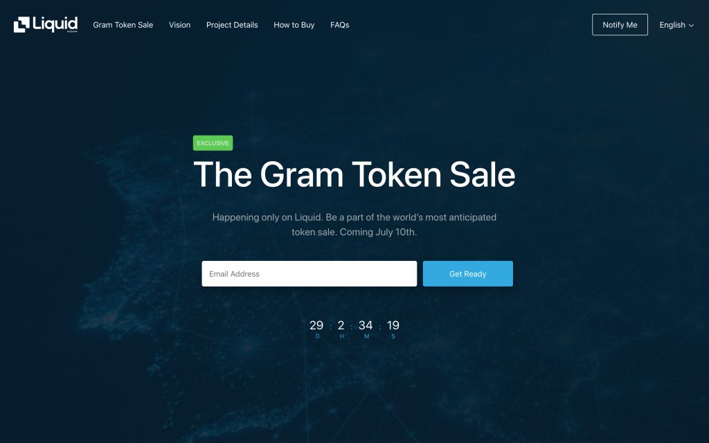 صرافی لیکوئید، در حال آماده شدن برای فروش گرام