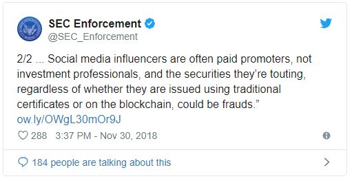 تبلیغ‌کنندگان ICOها مورد مواخذه SEC قرار می‌گیرند