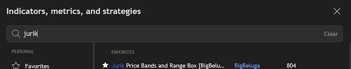 نحوه یافتن اندیکاتور Jurik Price Bands در تریدینگ ویو جستجوی اندیکاتور باندهای جوریک