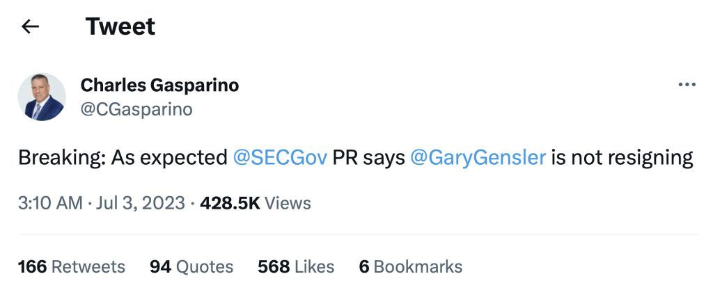 خبر استعفای رئیس کمیسیون بورس آمریکا جعلی و ساخته هوش مصنوعی بوده است