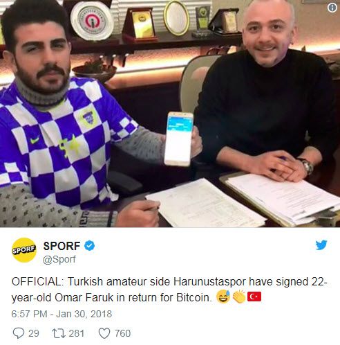 برای اولین بار در تاریخ، خرید بازیکن فوتبال با پرداخت «بیت‌کوین» !