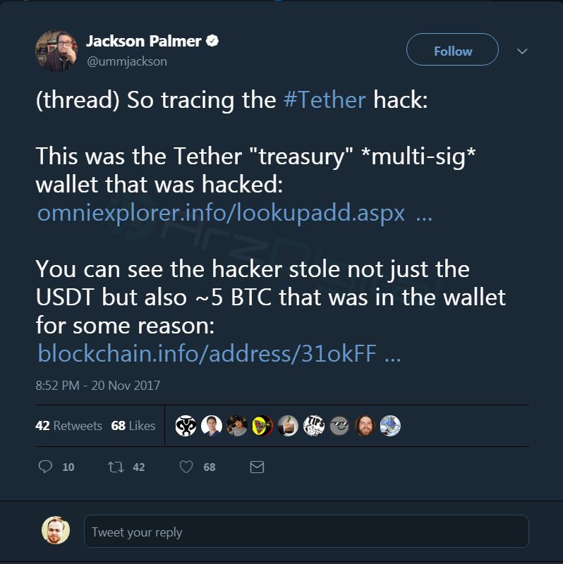 صرافی ها، پس از هک شدن خزانه کیف پول تِتر (Tether) و به سرقت رفتن 30 میلیون دلار، معاملات USDT را متوقف کردند