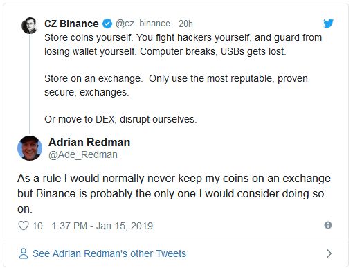 مدیر بایننس پس از توصیه به نگهداری ارزهای دیجیتال در صرافیها مورد انتقاد قرار گرفت مدیر بایننس پس از توصیه به نگهداری ارزهای دیجیتال در صرافیها مورد انتقاد قرار گرفت