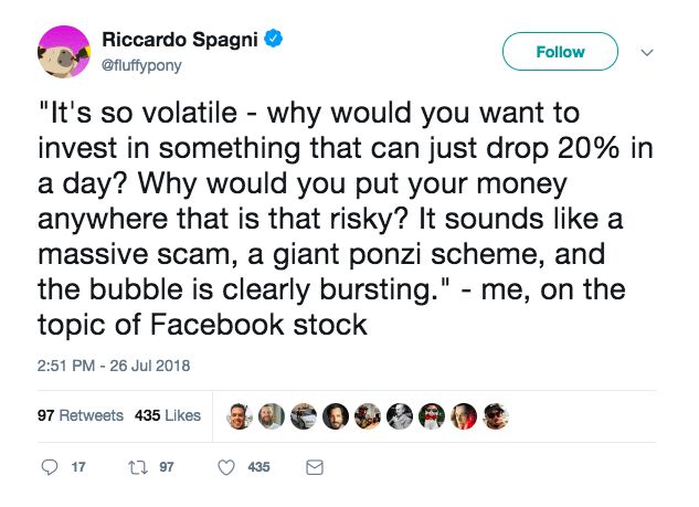 پوزخند جامعه ارزهای دیجیتال به سقوط سهام فیسبوک پوزخند جامعه ارزهای دیجیتال به سقوط سهام فیسبوک