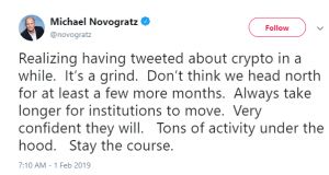 مایک نووگراتز درباره‌ زمستان تلخ ارزهای دیجیتال: دلسرد نشوید