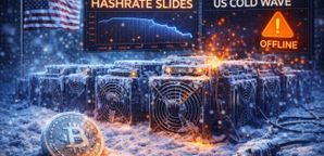 کاهش شدید هش‌ریت بیت کوین به دلیل طوفان یخی در آمریکا