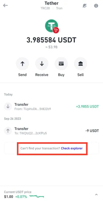 ردیابی TXID تتر در تراست ولت