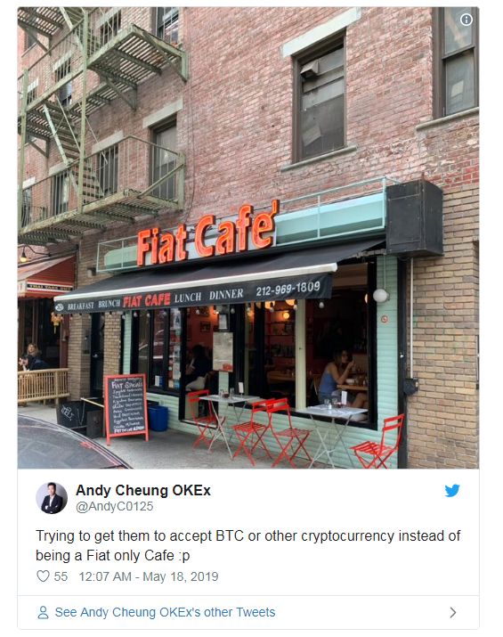 رسیدن به 20,000 دلار برای بیت کوین مثل آب خوردن است! چونگ در توئیتی اعلام کرد سعی کنید در کافه خود به جای پذیرش فقط فیات، امکان پرداخت با بیت کوین و سایر ارزهای دیجیتال را نیز اضافه کنید.