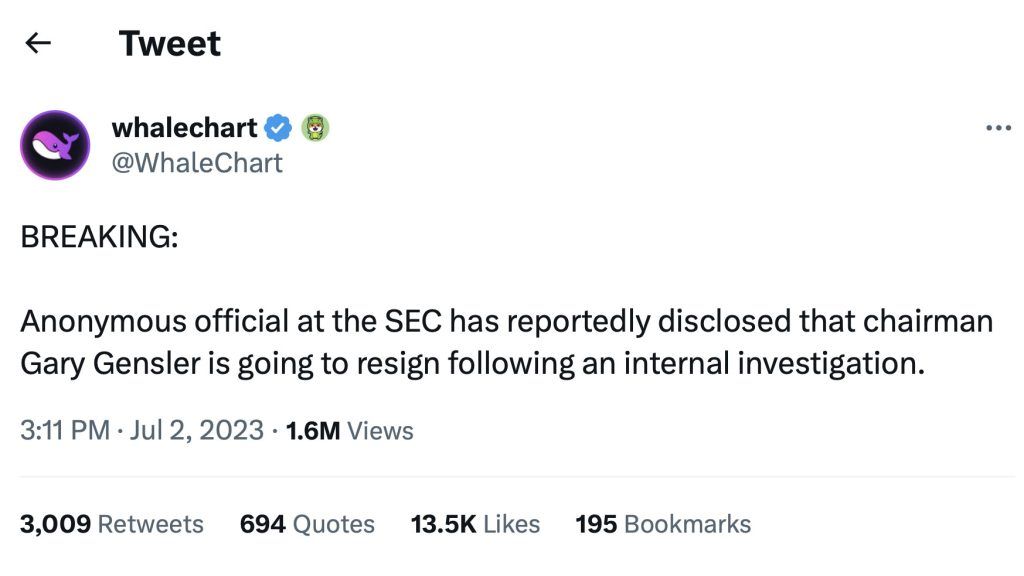 خبر استعفای رئیس کمیسیون بورس آمریکا جعلی و ساخته هوش مصنوعی بوده است