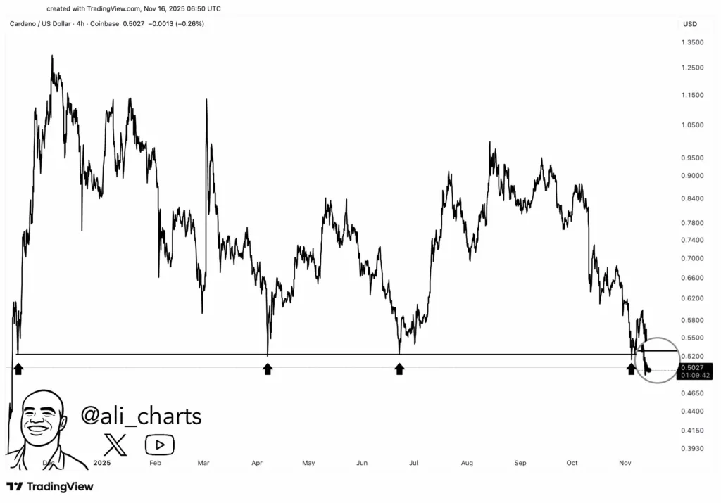 هشدار فروش ۲۱۶ میلیون دلاری نهنگها: آیا کاردانو ۱۲ درصد رشد میکند؟ شکسته شدن حمایت کلیدی در نمودار کاردانو