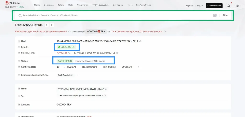 پیگیری تراکنش تتر با TXID