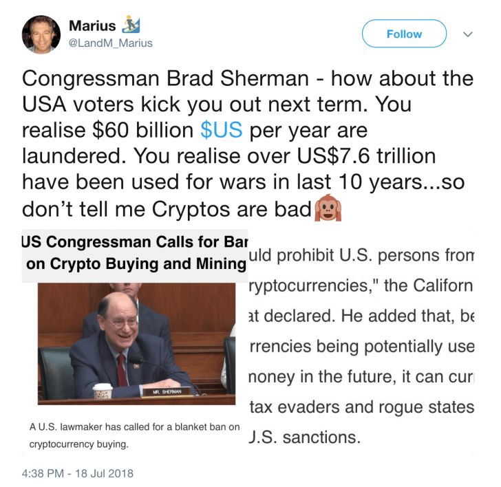 اظهارات نماینده آمریکا درباره ممنوعیت ارزهای دیجیتال جنجال آفرین شد ! اظهارات نماینده آمریکا درباره ممنوعیت ارزهای دیجیتال جنجال آفرین شد !