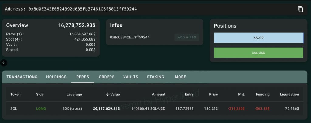 باز کردن موقعیت لانگ روی سولانا