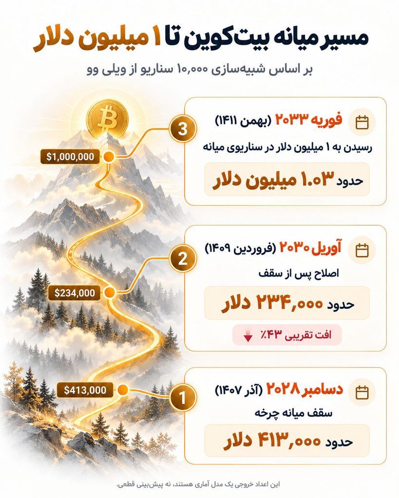 بیت‌ کوین کی یک میلیون دلاری می‌شود؟ پیش‌بینی جدید چه می‌گوید؟