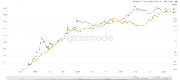افزایش تعداد کیف پولهای دارای بیش از ۱۰۰۰ بیت کوین به بالاترین رقم ۹ ماه اخیر آدرسهای بیت کوین با موجودی 1000
